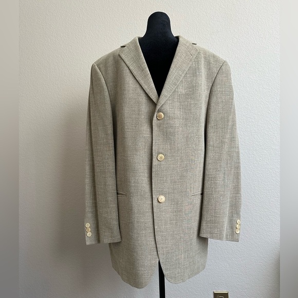 Hugo Boss Other - HUGO BOSS Sport Coat Blazer Jacket Three Button Wool Linen Blend  Brown Ventless